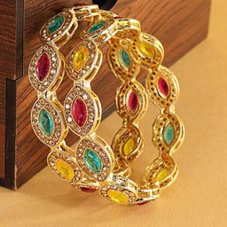 LAVAZZA Set Of 2 Amercian Diamond Studded Kada Bangles-47
