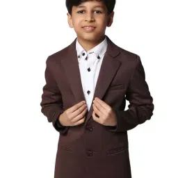 TAHVO Kids Brown Slim Fit Full Sleeves Blazer-image-77