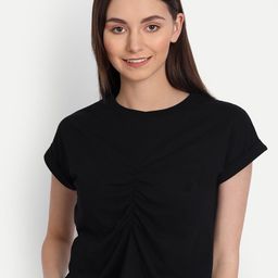 iki chic Black Front Gathered Crop Top-image-50