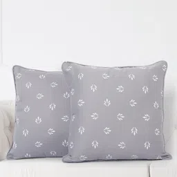 SWAYAM Grey & White Set of 2 Abstract Square Cushion Covers-57