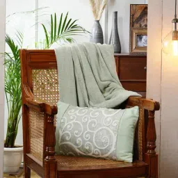 Maspar Vintage Tranquil Essence Folio Fiction Embroidery Green Viscose Medium Cushion Cover-image-88