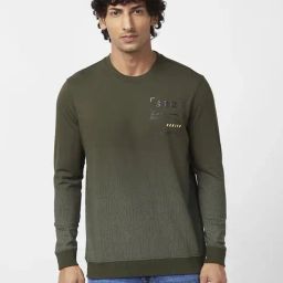 Spykar Rifle Green Slim Fit Printed Sweatshirt-image-10