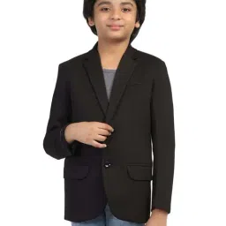 TAHVO Kids Black Slim Fit Full Sleeves Blazer-image-99