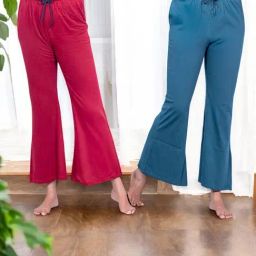 Kryptic Teal & Maroon Cotton Relaxed Fit Lounge Pants - Pack of 2-image-90