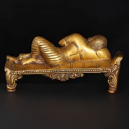 Exotic India Gold-Toned Sleeping Baby Krishna Brass Idol Showpiece-image-85