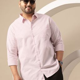 Sztori Men Plus Size Classic Striped Pure Cotton Casual Shirt-image-66