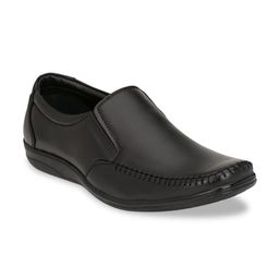 Fentacia Men Black Leather Formal Slip-On Shoes-image-4
