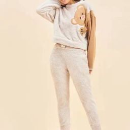 Sweet Dreams Beige Color-Block Lounge Set-image-39