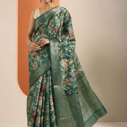 Libas Green Woven Design Saree With Unstitched Blouse-image-62