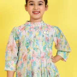 Miss & Chief Floral Print Applique Georgette Shirt Style Top-27