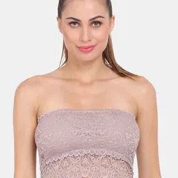 Amour Secret Mauve Floral Lightly Padded Strapless Lace Bandeau Bra-image-24