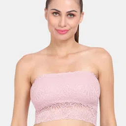 Amour Secret Pink Floral Lightly Padded Strapless Lace Bandeau Bra-image-85