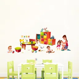 rawpockets Multicolored Kids Playing with Mom Wall Stickers-image-13