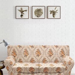 Cortina Brown Floral Printed Sofa Cover-image-58