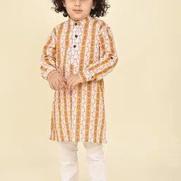 LIL PITAARA Boys Ethnic Motifs Printed Regular Pure Cotton Kurta with Pyjamas-24