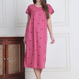 Secret Wish Women Pure Cotton Heart Hosiery Nighty-image-27