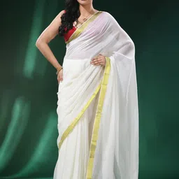 WoodenTant Zari Border Pure Cotton Khadi Saree-picture-21