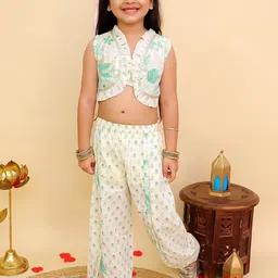 Aj DEZInES Girls Printed Sleeveless Pure Cotton Top & Trousers Clothing Set-image-61
