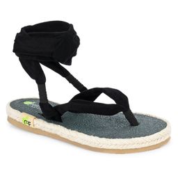Fresh1947Feet Satin Side Braided Solid  Flat Sandal - Black-image-2