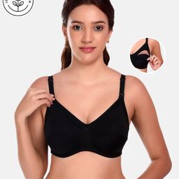 Elite Mom Cotton Solid Maternity & Nursing Bra - Black-image-69