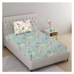 Trance Home Linen Floral Design Pure Cotton Single Fitted Bedsheet Calicut-picture-27
