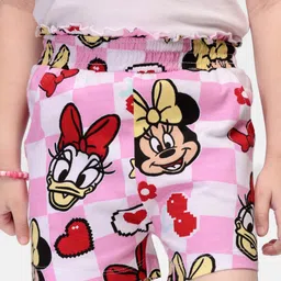 Babyhug Disney Cotton Woven Mid Thigh Shorts with Minnie Mouse Print - Multicolour-picture-15