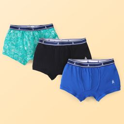 Pine Kids Cotton Spandex Knit Solid & Printed Trunks Pack of 3 (Colour May Vary)-image-85