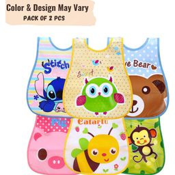 BitFeex Plastic Bib Children's Waterproof Bibs Quick Dry Sleeveless Printed Bibs Apron with Adjustable Closure Set of 2 (Color & Design May Vary)-image-59
