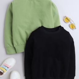 Aww Hunnie Pack Of 2 Cotton Terry Full Sleeves Solid Sweatshirts - Black-picture-9