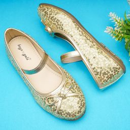 boyz n galz Sequin Embellished &Bow Applique Detailed Ballerinas - Gold-image-62