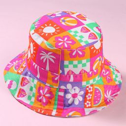 Babyhug Cotton Woven Two Layer Bucket Hat with Beach Theme Print Multicolor - Diameter 19 cm-14