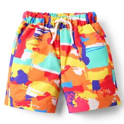 Babyhug Cotton Woven Abstract Printed Swimming Trunk - Multi Colour-image-5
