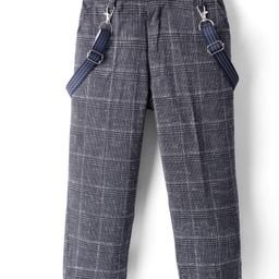 Rikidoos Checked Pant With Suspender - Navy Blue-image-9