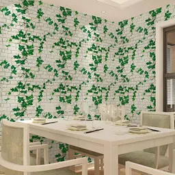 INDIAN ROYALS Green & Cream Leaves Printed Self-Adhesive & Durable Wall Sticker-image-60