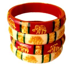 BOVZEN Women red and white set of 4 Copper Bangle-image-25