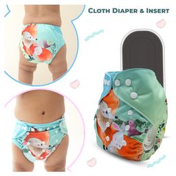 Bembika A Plus Printed Cloth Diaper With Bamboo Charcoal inserts for Babies Washable & Reusable Cloth Nappies For Baby Leakproof And Wetfree Adjustable Cloth Diapers -(BE2651) image 2