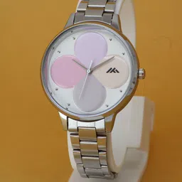 VIRAKTI Women Brass Printed Dial & Stainless Steel Bracelet Style Watch G-81-PURPLE STEEL-image-24