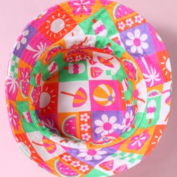 Babyhug Cotton Woven Two Layer Bucket Hat with Beach Theme Print Multicolor - Diameter 19 cm image 5