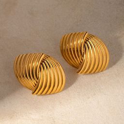 HOUSEOFTRENDZZ Stainless Steel Gold-Plated Contemporary Studs-image-48