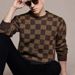 The Roadster Lifestyle Co.Acrylic Checked Pullover-image-24