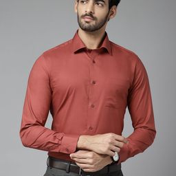 Blackberrys Men Rust Orange Pure Cotton India Slim Fit Formal Shirt-image-17