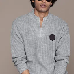 The Roadster Lifestyle Co. Solid Applique Detail Drop-Shoulder Sleeves Acrylic Pullover-image-26