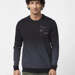 Spykar Black Slim Fit Printed Sweatshirt-48