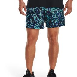 Under Armour Blue Classic Fit Printed Sports Shorts-image-32