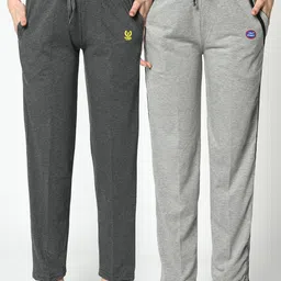 VIMAL JONNEY Pack Of 2 Grey Solid Lounge Pants-image-0