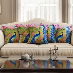 SEJ by Nisha Gupta Pink Set of 5 16'' x 16'' Square Cushion Covers-image-36