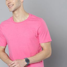 Mast & Harbour Men Pink Solid Cotton T-shirt-image-68
