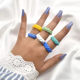 JOKER & WITCH Women Set Of 6 Multicolored Rings-image-54