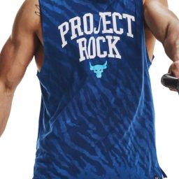 Under Armour Blue Regular Fit Printed Tank Tee-image-97