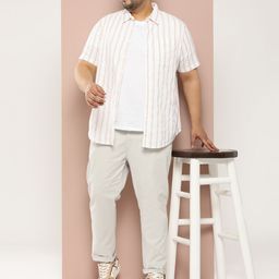 Sztori Men Plus Size Striped Regular Fit Casual Shirt-picture-5